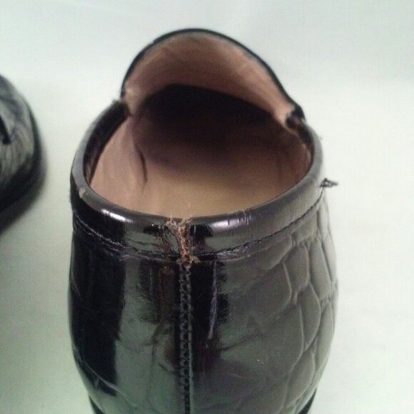 Vintage Enzo Angiolini Black Crocodile Embossed Leather Loafers Mens Shoes Size - Picture 8 of 10